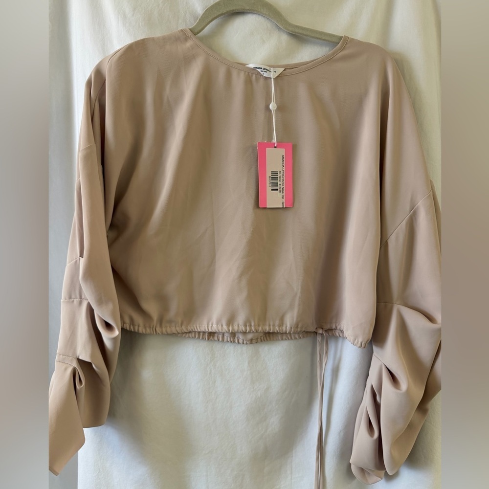 🆕 Amanda Uprichard Naya Top In Color Bone With Sleeve Detailing XS
